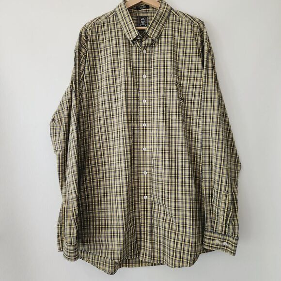 Cinch yellow gray plaid long sleeve button down western shirt mens size XXL - Picture 1 of 6